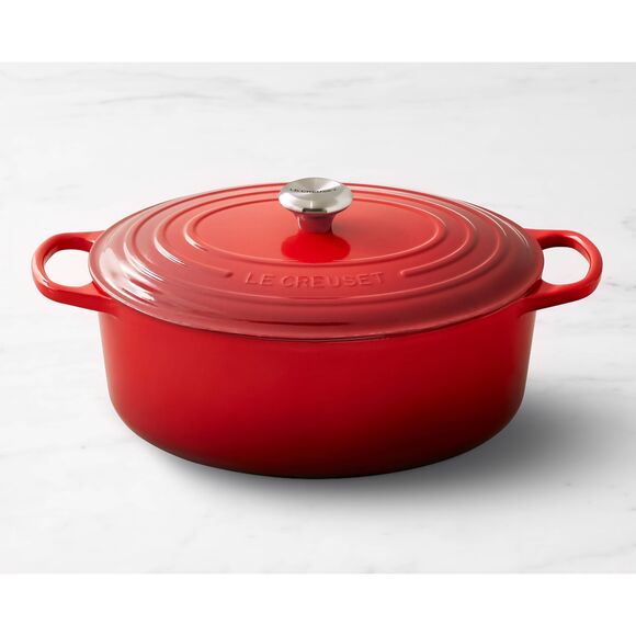 Le Creuset Signature Oval 6 3/4QT Casserole- Cerise - Picture 4 of 15